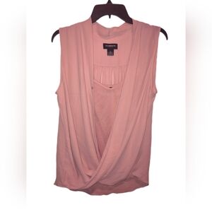 Liz Claiborne Dusty Pink Sleeveless Draped V-Neck Top